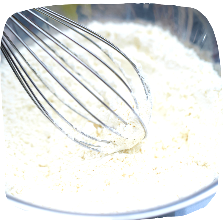 Image of Put the flour, white sugar, pinch salt, baking powder, vanilla...